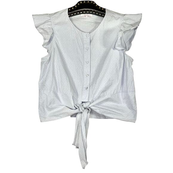 Parker Pinstripe Knotted Tie-Front Crop Top XS - Picture 12 of 12